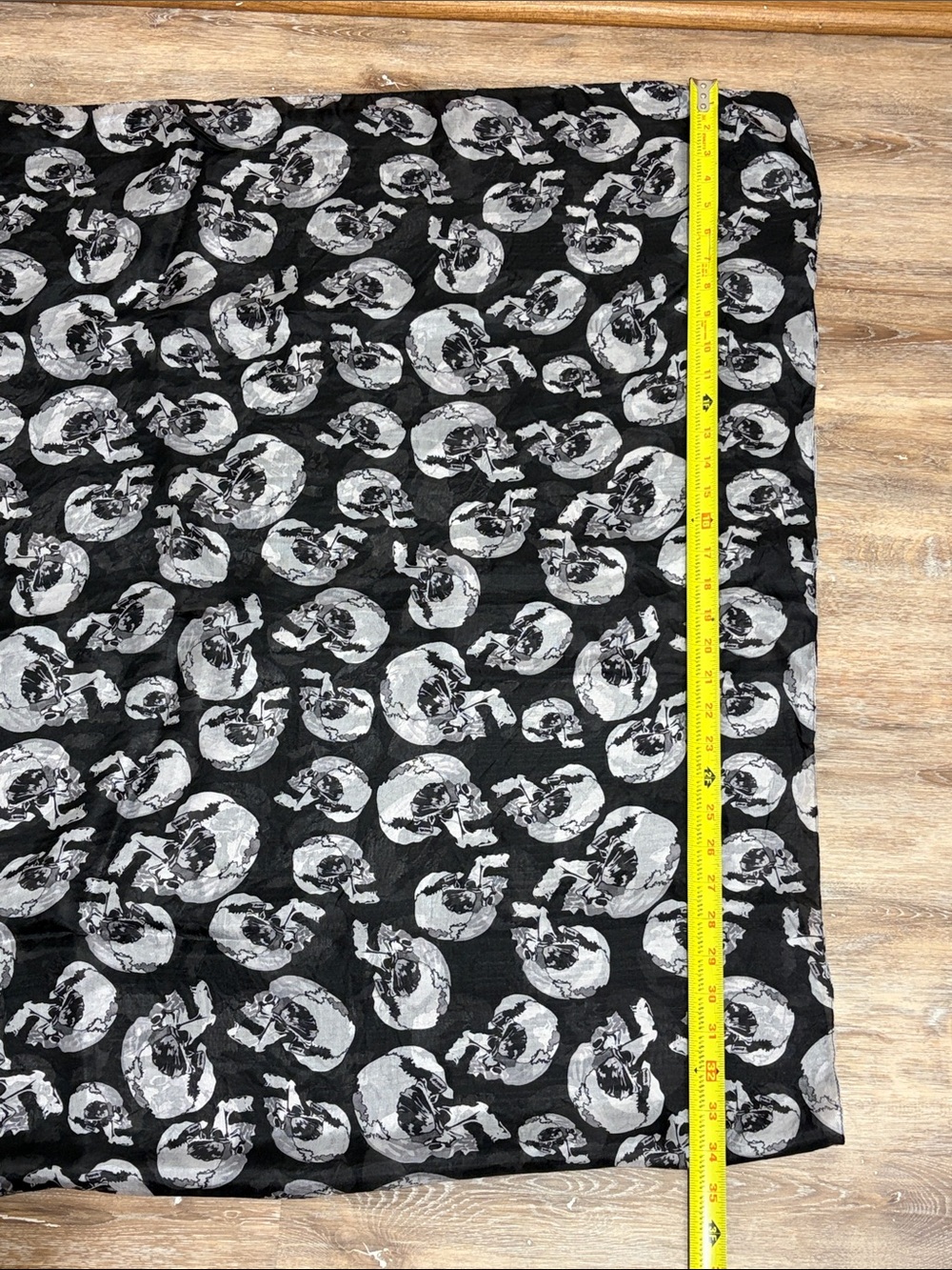 Large Scarf Black White Skull Camouflage Halloween Goth Punk Rock Semi Sheer - Picture 5 of 10
